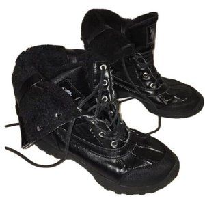 US Polo Assn. girls Mid Calf Fold over Boot Black 7M combat boot style